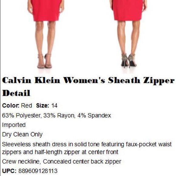 Sleeveless Sheath Dress with flaux pocket. Solid - Picture 3 of 3